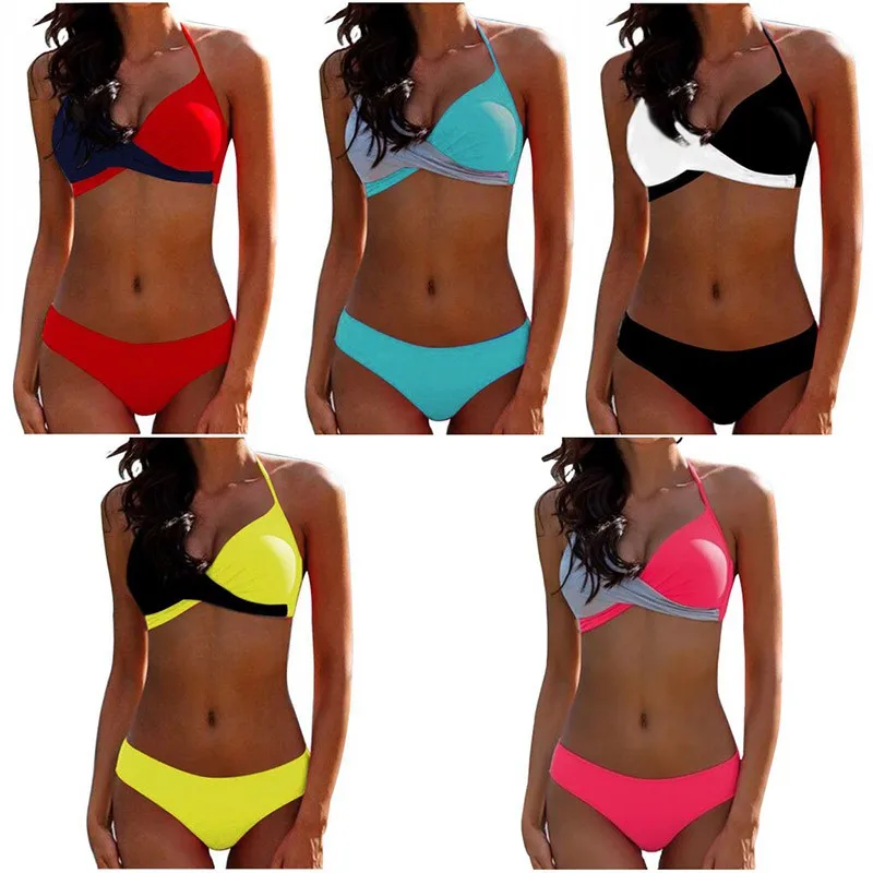 

2019 biquini Fashion Sexy Lady Color Matching Split Swimsuit Two-Piece New