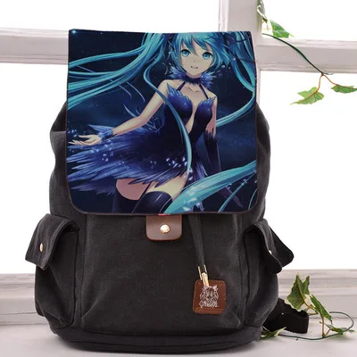

Cool Black Canvas Bag Hatsune Miku Tachibana Kanade Cosplay Backpack Kirishima Bags For Men Women School Bags