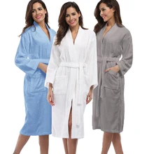 Зимние толстые теплые женские халаты, одноцветные хлопковые пижамы, длинный халат для женщин, спа-отель, плюшевый длинный белый халат, ночная рубашка, кимоно
