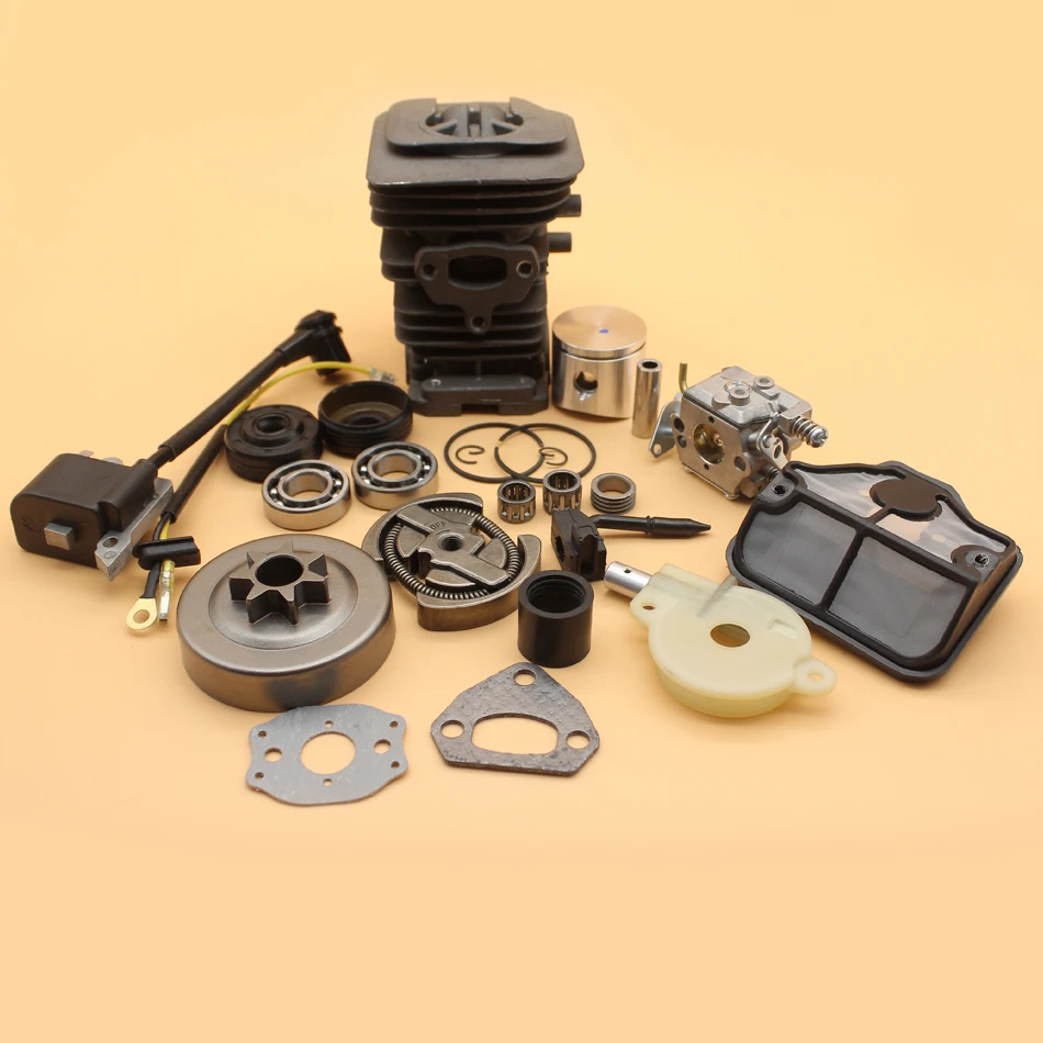 

Cylinder Ignition Coil Carburetor Clutch Oil Pump Kit For HUSQVARNA 136 137 141 142 Chainsaw Top End Rebuild Kit - 38MM