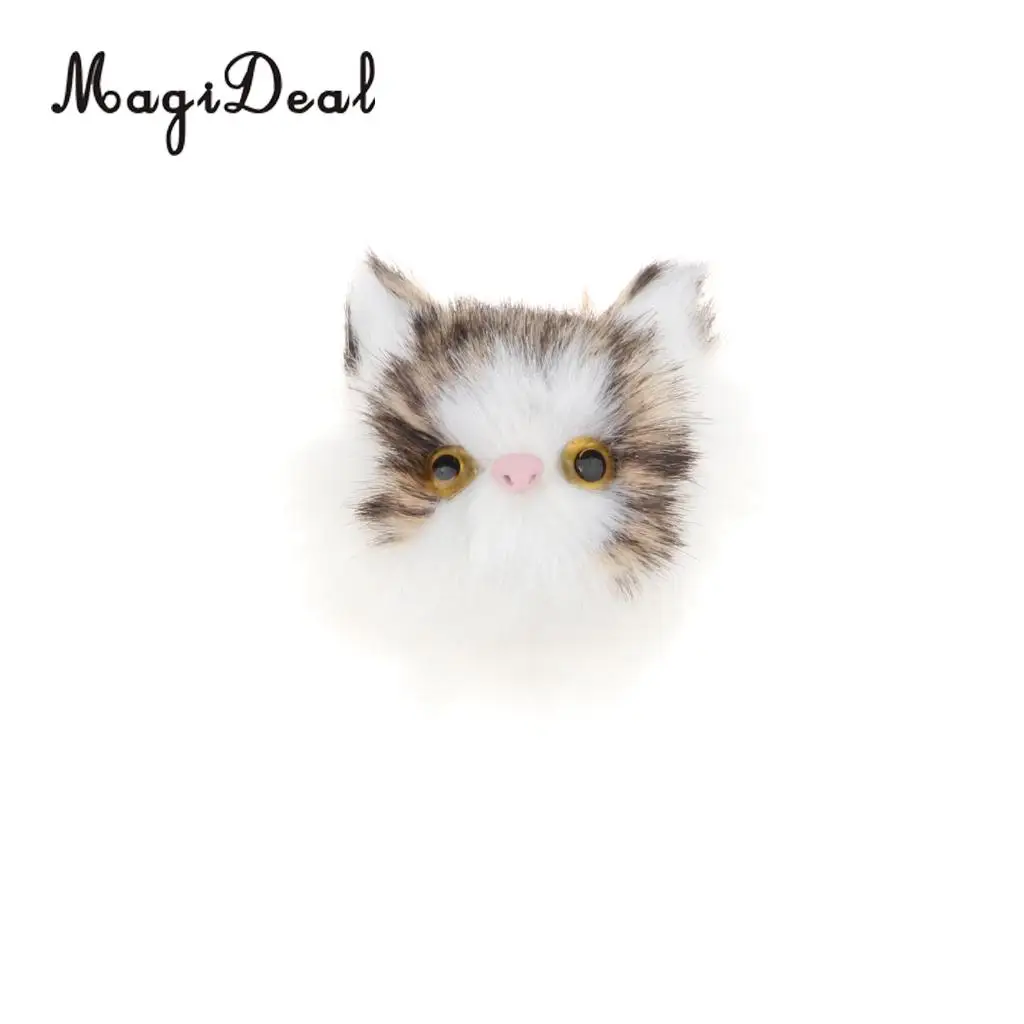 MagiDeal Small Cute Cat Model Simulation, Animal Plush Doll Brooch, Creative DIY Cellphone Shell Accessory, Kids Toy