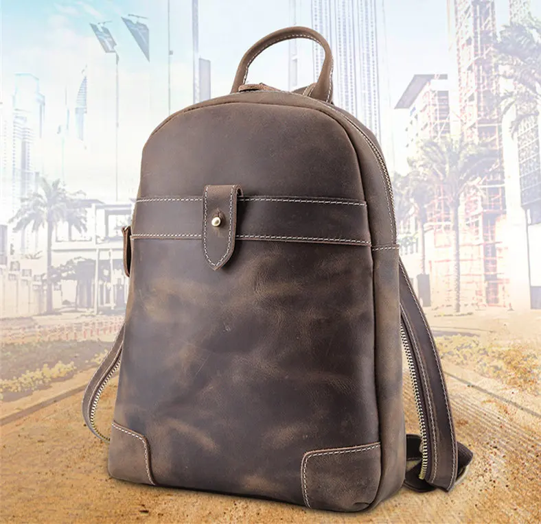 

Men's Women Backpack Genuine Leather Chest bag Vintage Cowhide Fashion Pockets Casual Travel Satchel Bags Mochila Escolar Gift