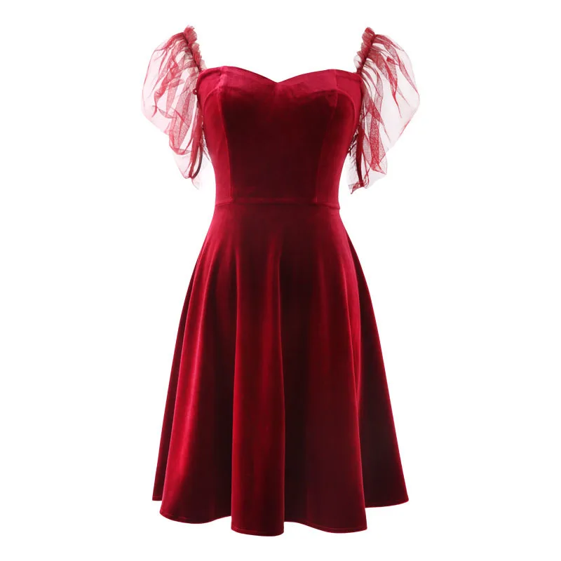 wine velvet dress