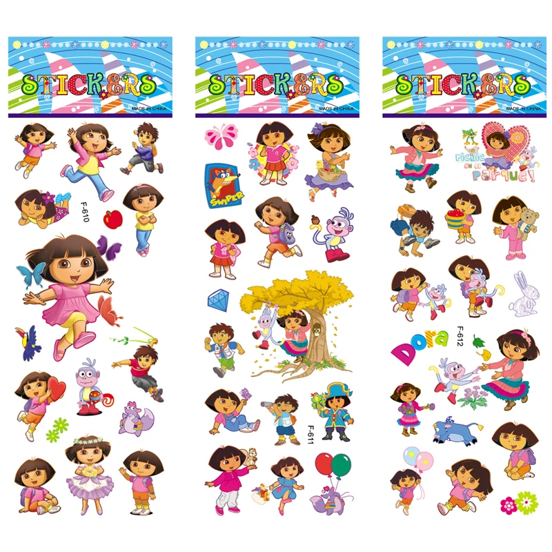 

6pcs 3D Cute cartoon Dora Bubble stickers Puffy wall stickers for kids gift puffy reward rooms decoration Toys Scrapbook