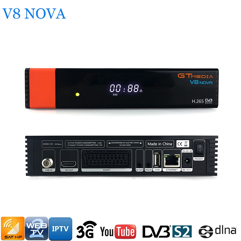 Gtmedia V8 NOVA спутниковый ТВ приемник DVBS2 Поддержка IP ТВ AVS + H.265 встроенный WI-FI ТВ окно HD цифровой ТВ приемник