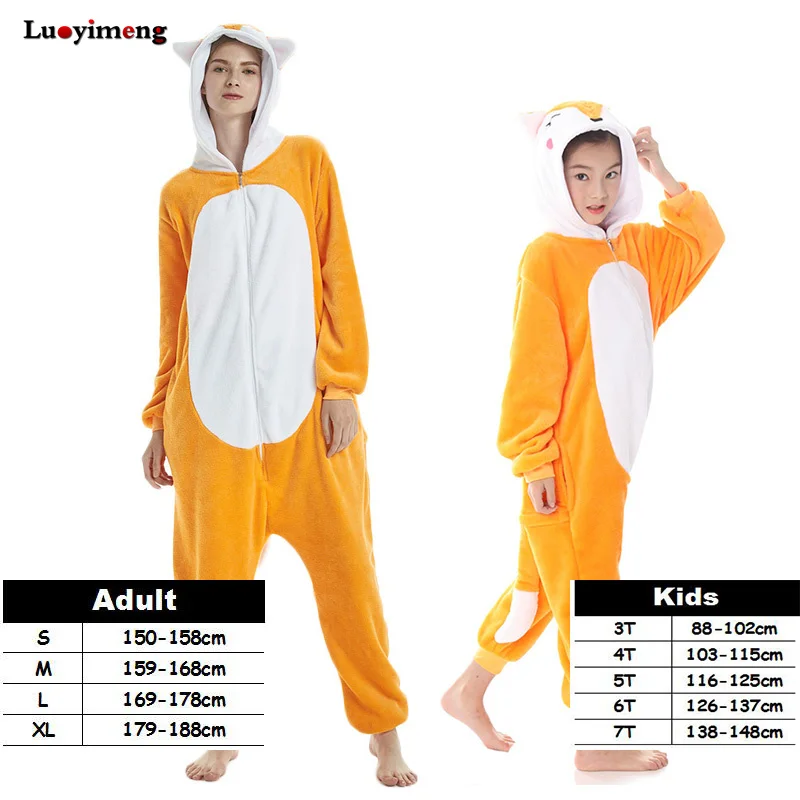 Детская одежда, пижама с рисунком льва для мальчиков и девочек, Фланелевая пижама с рисунком, зимняя Пижама с единорогом, детские пижамы - Цвет: fox