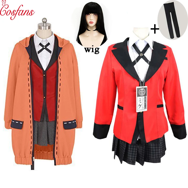 Online Juego compulsivo de kakeguru Runa yomoaki Kakegurui disfraz de Cosplay Runa yomotutu abrigo jabami yumeko Cosplay disfraz y peluca