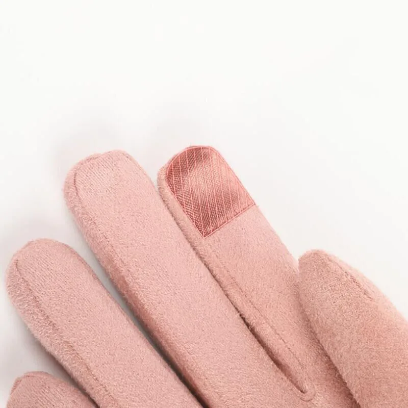 BING YUAN HAO XUAN осенне-зимние замшевые Женские однотонные перчатки для смартфона, сохраняющие тепло, Элегантная Дамская перчатка с пятью пальцами
