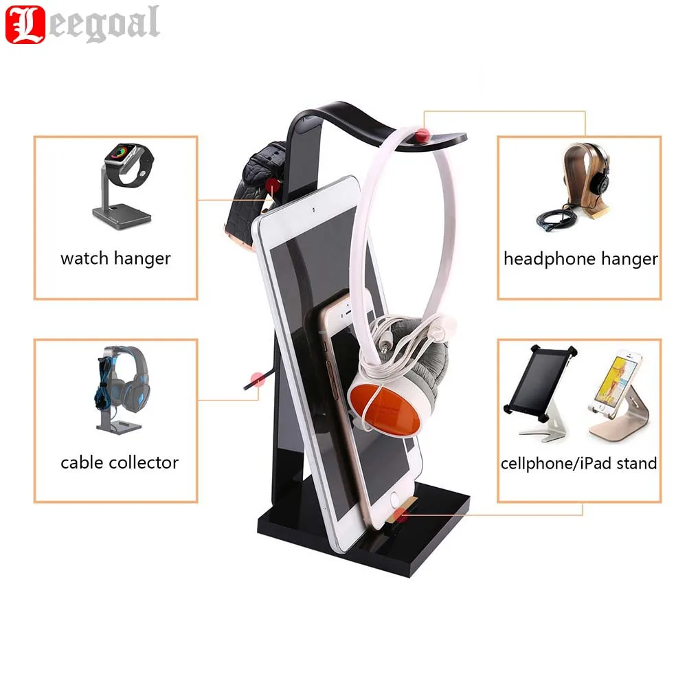 

Multifunctional Bracket Acrylic Headphone Headset Earphone Stand Display Holder Hanger for All Headphone/Cellphone/pad/watch