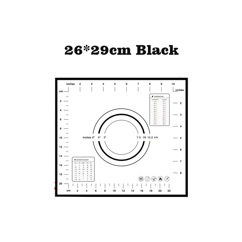 60*60 см Большой размер силиконовый коврик для выпечки 30 см Коврик для замеса теста со шкалой антипригарный прокатный кондитерский коврик для кухонный инструмент для выпечки - Цвет: 26x29cm Black