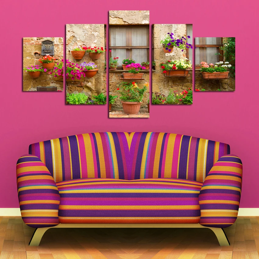 Free-shipping-vintage-buildings-with-warm-potted-floral-canvas-posters-decorate-office-hotel-art-background-walls (1)