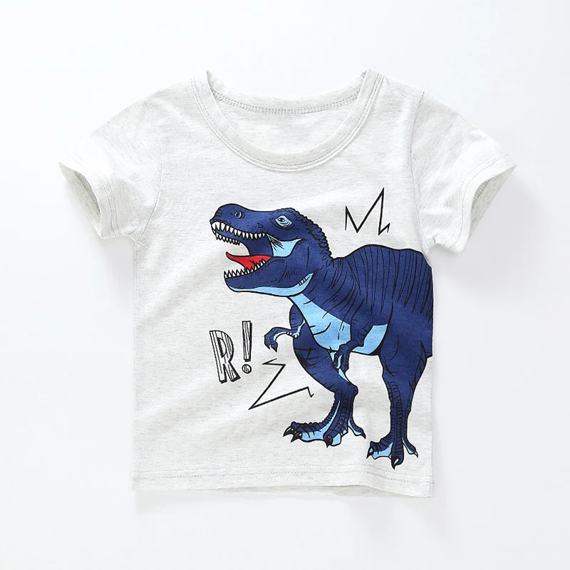 

Summer Boys Girls Shirt Cotton Clothing Baby Kids Child T Shirt Car Toddler T Shirts Short Sleeve Tees Tops Gray Dinosaur