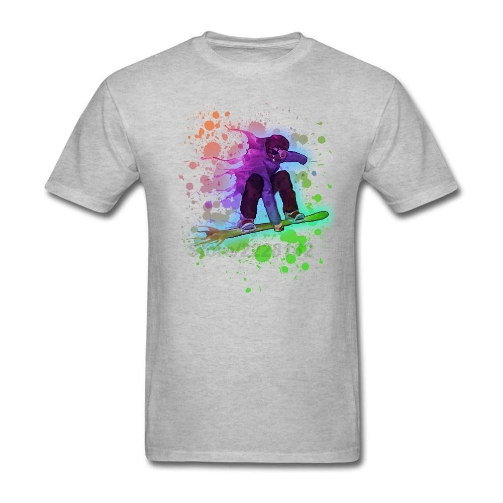 Neon rainbow paint splatter snowboarder T Shirts Personality rock