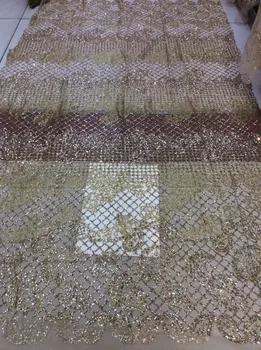 

L-308 Nigerian Tulle Lace Fabric newest design French glitter Lace Fabrics
