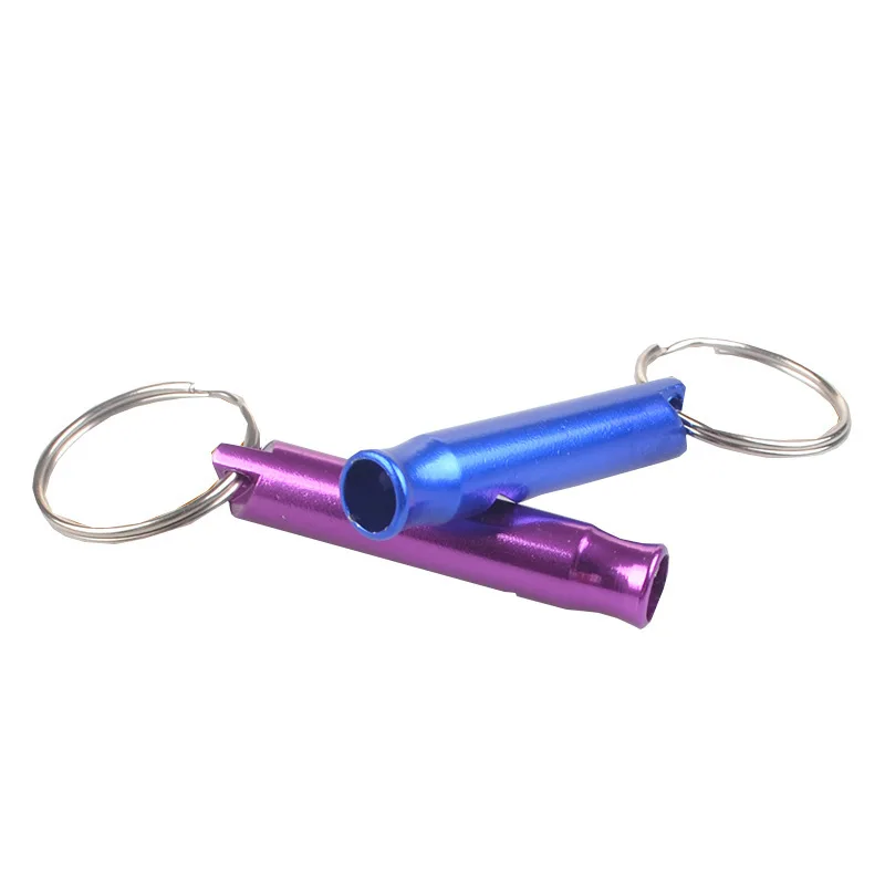 1pc Mini Aluminum Alloy Whistle Keyring Keychain pet dog whistle for training Survival Safety Sport Camping Hunting Random Color