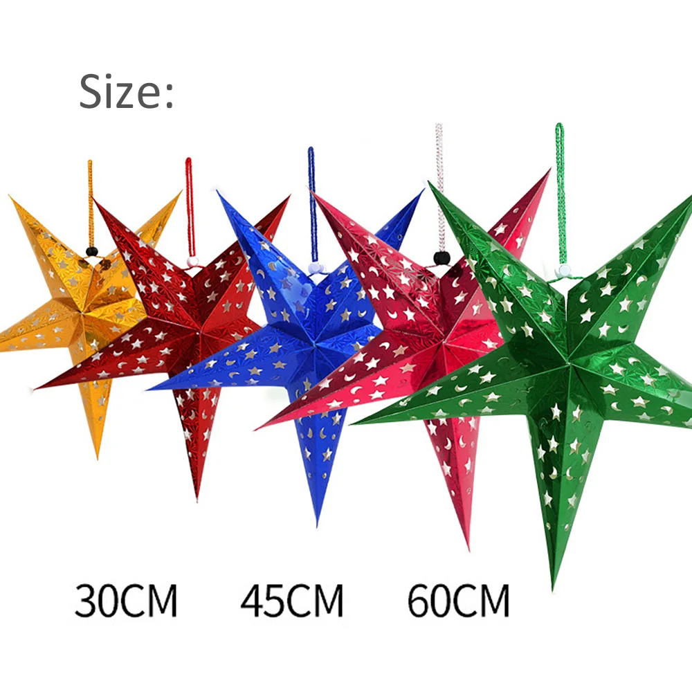 Wonder-Land 3D Hollow Paper Star Bar Ceiling Christmas Colorful Wedding Festival Decor | Дом и сад
