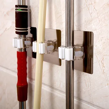 

ISHOWTIENDA 3Pcs Wall Mounted Mop Organizer Holder Brush Broom Wall Hanger Storage Rack Home Bathroom household