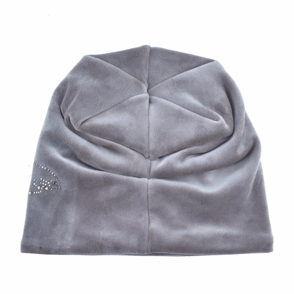TQMSMY Brand Women's Beanie Lily Flower Rhinestones Hat Women Shine Velvet Kintted Skullies Cap Female Beanie Beanies Cap TMDH59 5