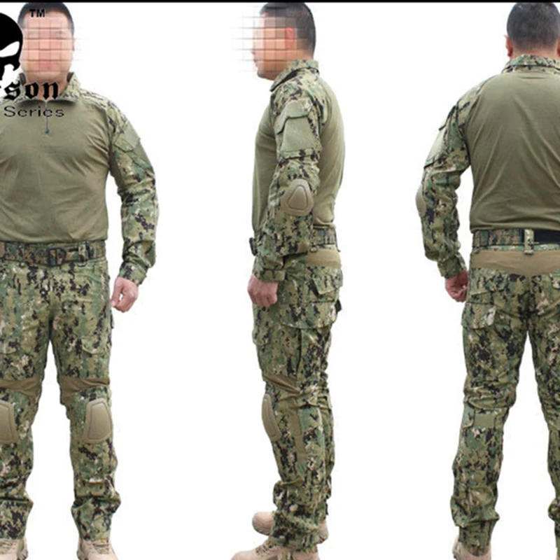 Gen2 тактический Костюм боевой Рубашки Брюки с наколенниками Охота страйкбол Paitball