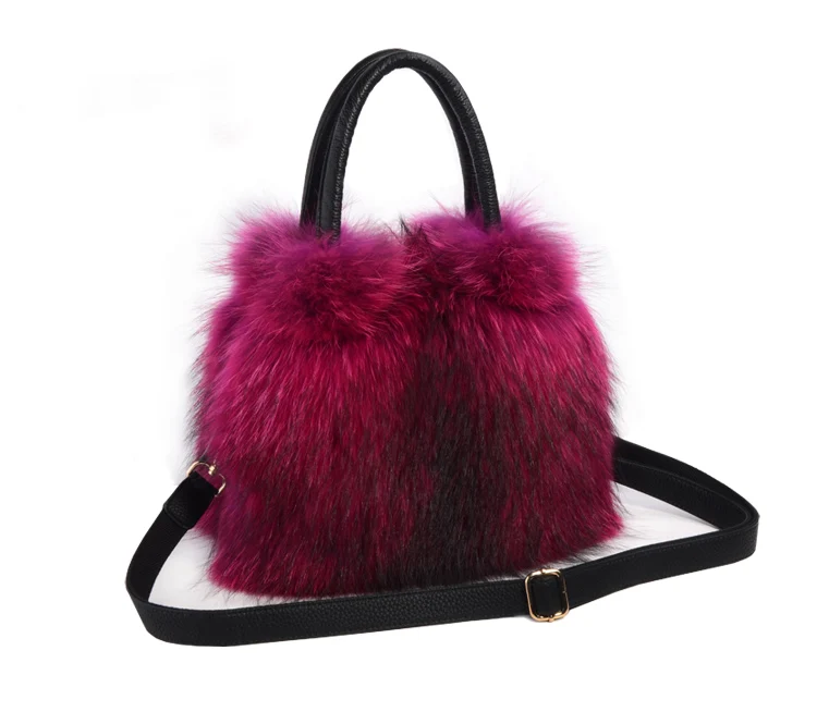 Роскошные сумки из лисьего меха женские кожаные сумки сумка рюкзак рабочие вечерние сапфировые синие цвет: розовый Кармин вся кожа лисы