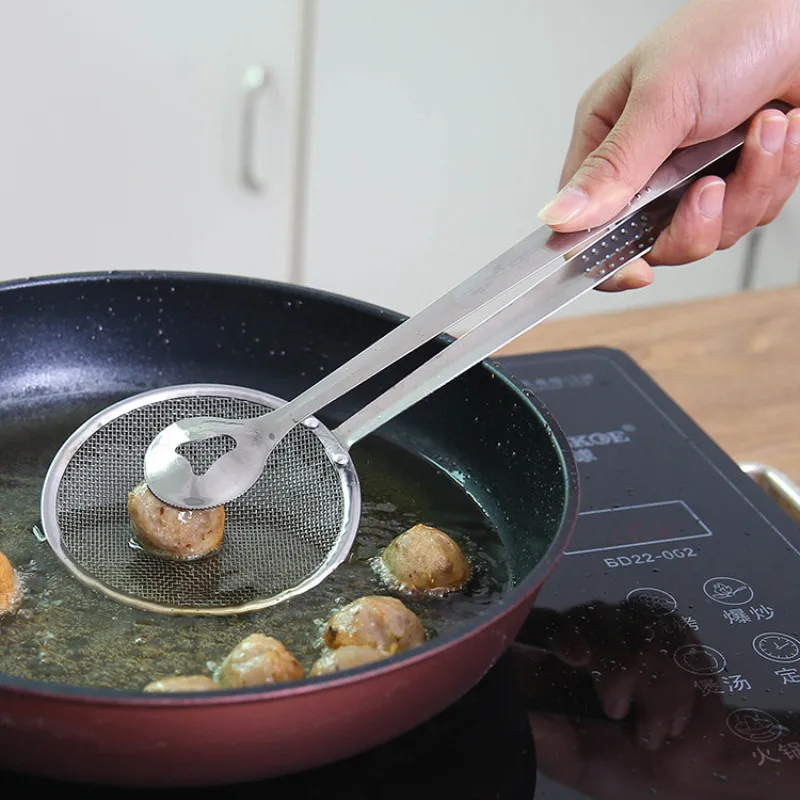 

Oil Strainer Oil-Frying BBQ Filter Oil Drain Colanders Filter Spoon with Clip Multifunction Filter Spoon Oil-Frying Filter