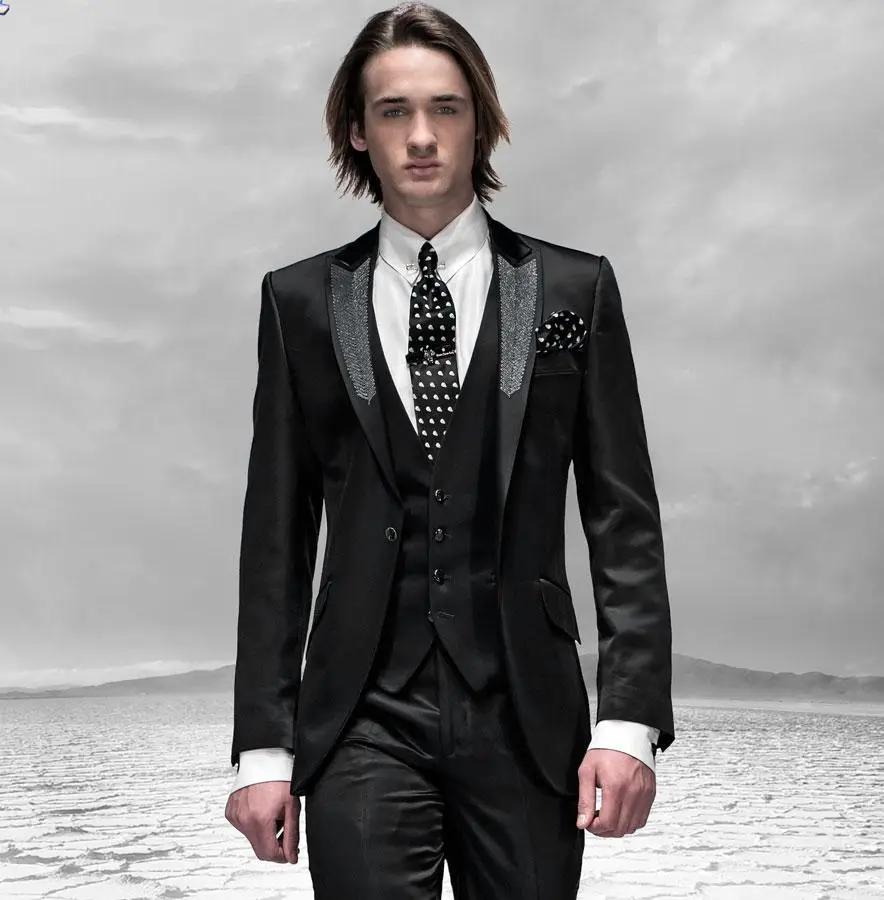 

2016 Hot Styles mens wedding suits groom tuxedos Groomsmen suits ( jacket+Pants+vest+tie)