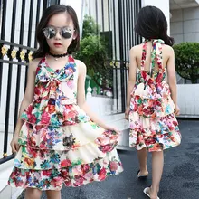 2018 New Arrivals Vestido Da Menina Do Bebê 6 8 10 12 14 anos Bebê do Aniversário Das Meninas Vestidos Vestido 2 Cores Esfriar Praia Princesa vestido
