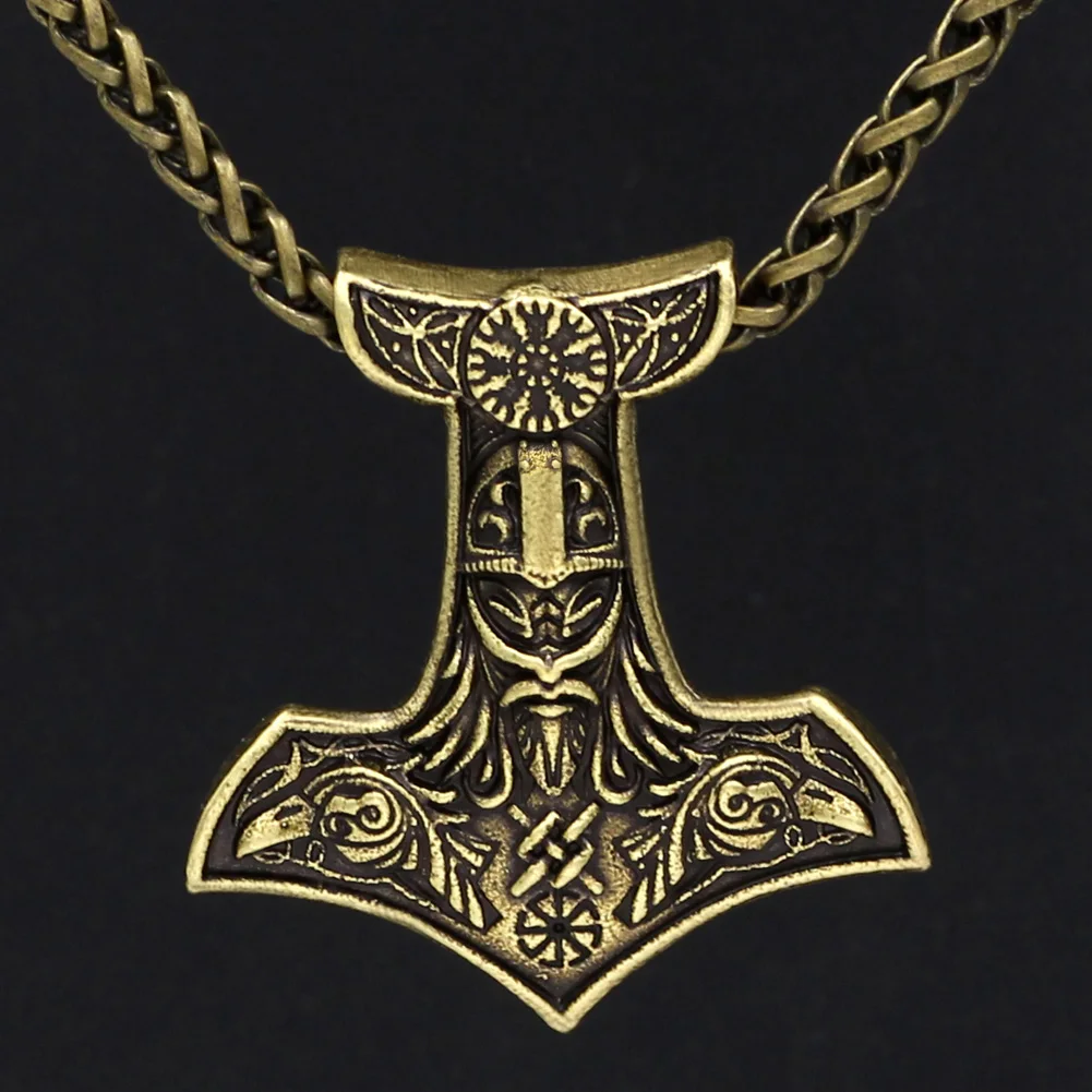 Youe shone мужские амулет викинга Odin Face с Ворон Тор ожерелье молоток кулон-узел металлическая цепь
