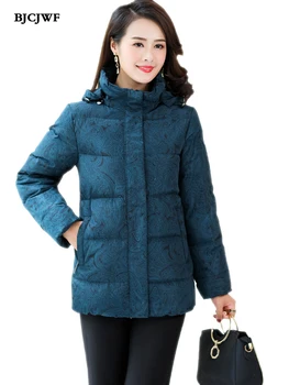 

BJCJWF Plus Size 6XL New 2019 Women Jacket Hooded Fashion Down Parkas Top Quality coat Female Style Winter Paragraph overcoat
