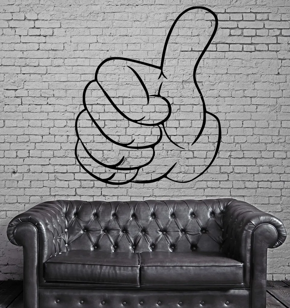 Cartoon Hand Gesture Vinyl Wall Stickers Thumb Up Success Decor Wall