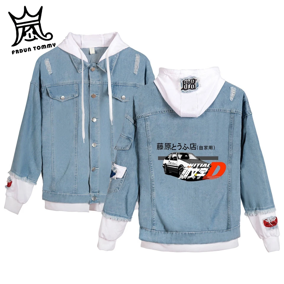 Джинсовая куртка FRDUN TOMMY CAR boy girl с принтом Дрифт AE86 Initial D Harajuku модная повседневная