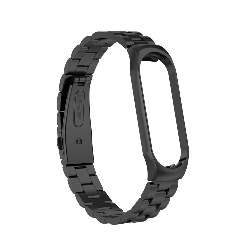 Mi Band 4 Strap Metal Stainless Steel For Xiaomi Mi Band 3 Strap Compatible Bracelet Miband 3 Wristbands Pulseira Miband3 - Цвет: Black