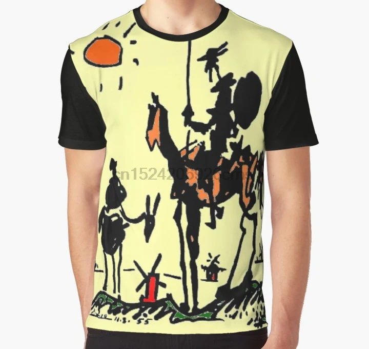 

All Over Print 3D Tshirt Men Funny T Shirt DON QUIXOTE Vintage 1955 Picasso Painting Print Graphic T-Shirt