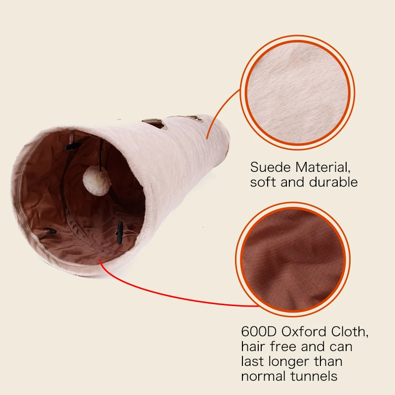 Pet Cat Toys Big Long Cat Tunnel with Ball Foldable Suede Material Funny Cat Toys 120cm Dia 25cm Kitten Play 2 Hole Pet Supplies
