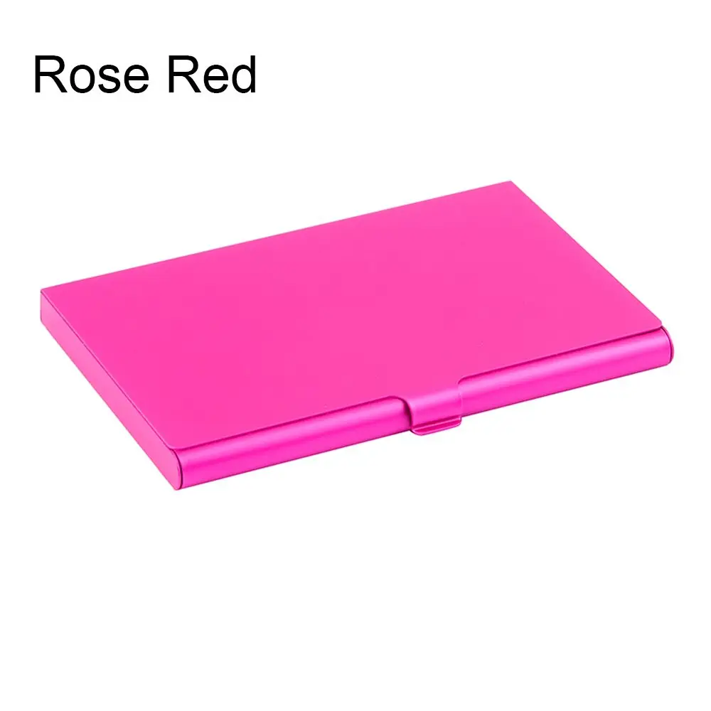1 шт., мужские деловые ультратонкие прочные карманные визитные карточки из алюминиевого сплава, легко переносятся в металлической коробке, 8 цветов - Цвет: rose red