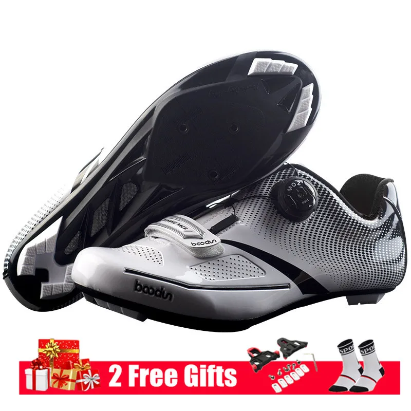 White Road Shoes BOODUN Мужская велосипедная обувь, обувь для шоссейного велосипеда, обувь для горного велосипеда, светоотражающие велосипедные кроссовки, обувь для триатлона, гоночная обувь - Цвет: White Road Shoes