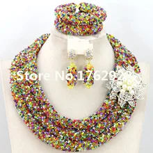 Вечерние свадебные украшения в нигерийском стиле, цветные кристаллы, бусины, Африканский бисер, комплект ювелирных изделий
