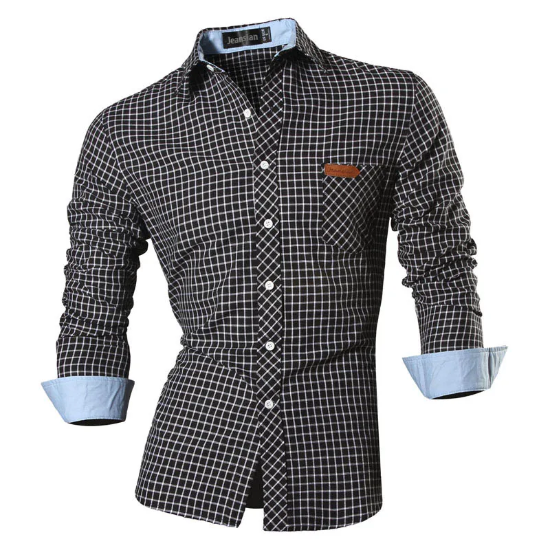 En Ligne 2019 Printemps Automne Caractéristiques Chemises jean décontracté pour homme Chemise nouveauté Manches Longues décontracté Slim Fit Hommes Chemises 8615
