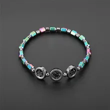 Смешанные цвета потеря веса круглый камень магнитотерапия браслет Здоровье Уход Магнитный гематит лодыжки цепь для мужчин женщин#294137