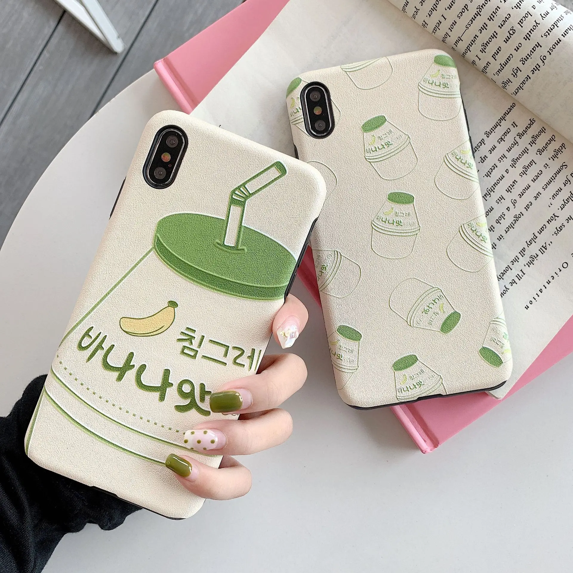 

Cute Fruit Banana Milk Drink Korean Phone Case For iPhone 7 7 Puls 6 6S 7 8 Puls X XS XR Xsmax Cases Retro Soft Silicone Cover