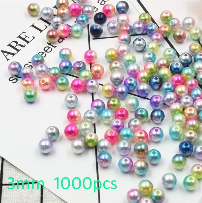 Искусственный Жемчуг ABS 1000 3 мм круглые пластмассовые бусины шт. 12 цветов для