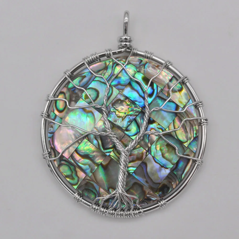 

Natural Lucky Handmade Tree of life New Zealand Abalone Shell Wire Wrap Pendant Jewelry For Gift S067