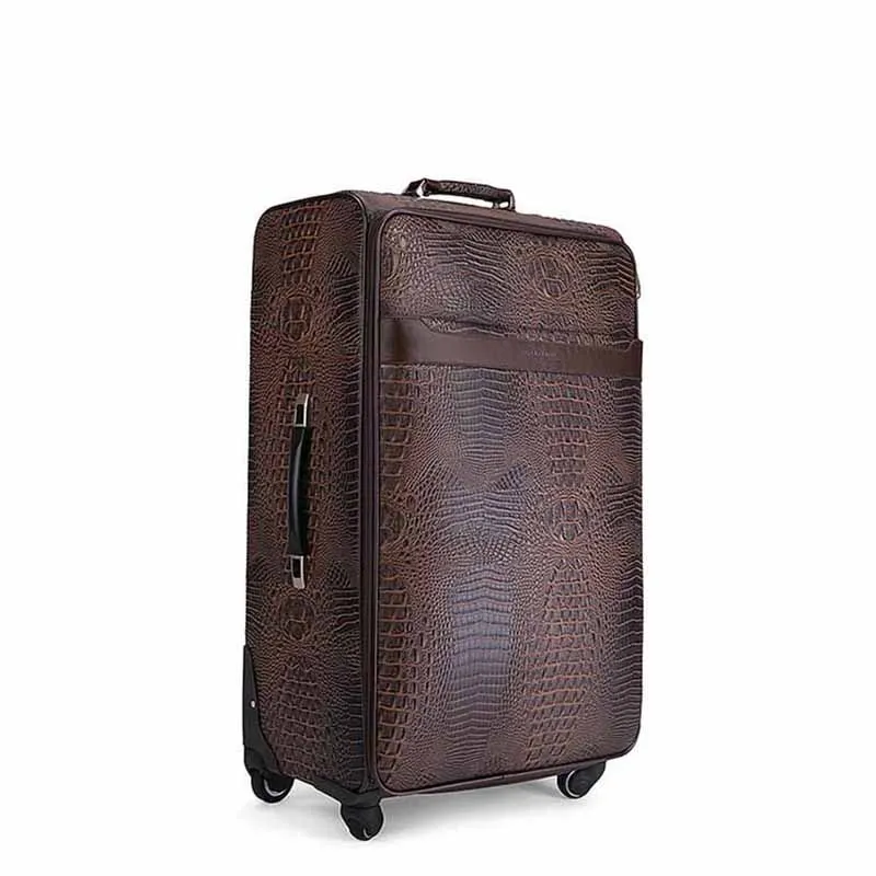 

BeaSumore Spinner Rolling Luggage Men Business Wheel Suitcases Crocodile pattern High-end Trolley Cabin Travel Bag