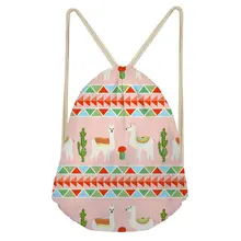 THIKIN милый мультфильм ламы ацтеков Drawstring сумка обувь для девочек с животным принтом полиэстер школьная повседневные дорожные рюкзаки чехол на заказ
