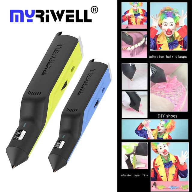 Special Offers myriwell hot melt glue gun 3d pen 3d printer pen usb charging glue stick silk for kids christmas gift new years gift 3d handle