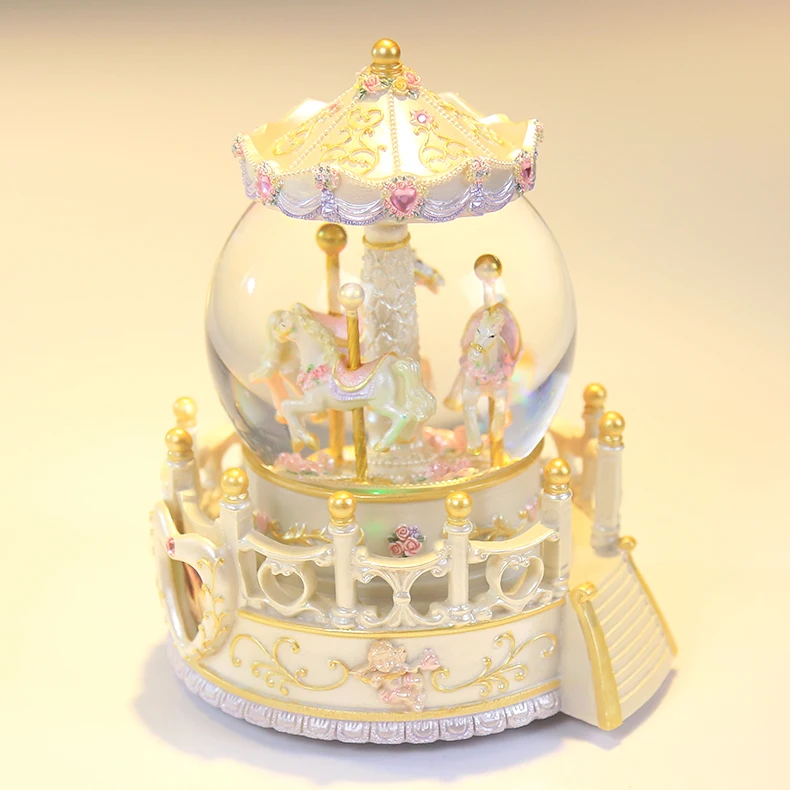 Snow crystal ball music carousel music box creative birthday gift for