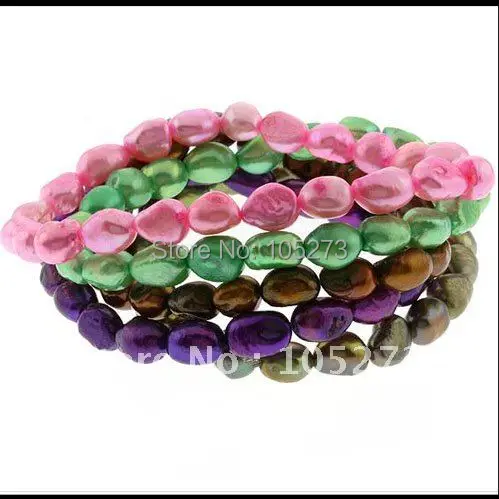 

Amazing!Pearl bracelet AA 7-8MM Multicolor Freshwater pearl Elastic bracelet over shaper Fashion jewelry 5pcs/lot Free shipping