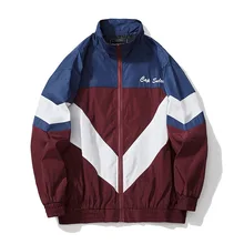 Мужская куртка мужская ретро цвет строчка полная молния ветровка куртка весна осень мода повседневная хип хоп пальто