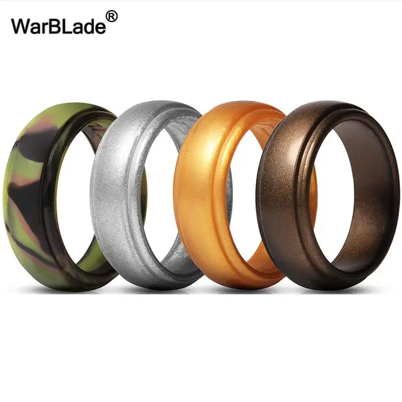 WarBLade New Food Grade FDA Silicone Rings Men Wedding Rubber Bands Hypoallergenic Flexible Antibacterial Silicone Finger Ring 