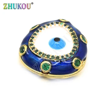 

16*16mm Handmade Cubic Zirconia Evil Eyes Charms Connector DIY Jewelry Bracelet Necklace Making, Model: VS194